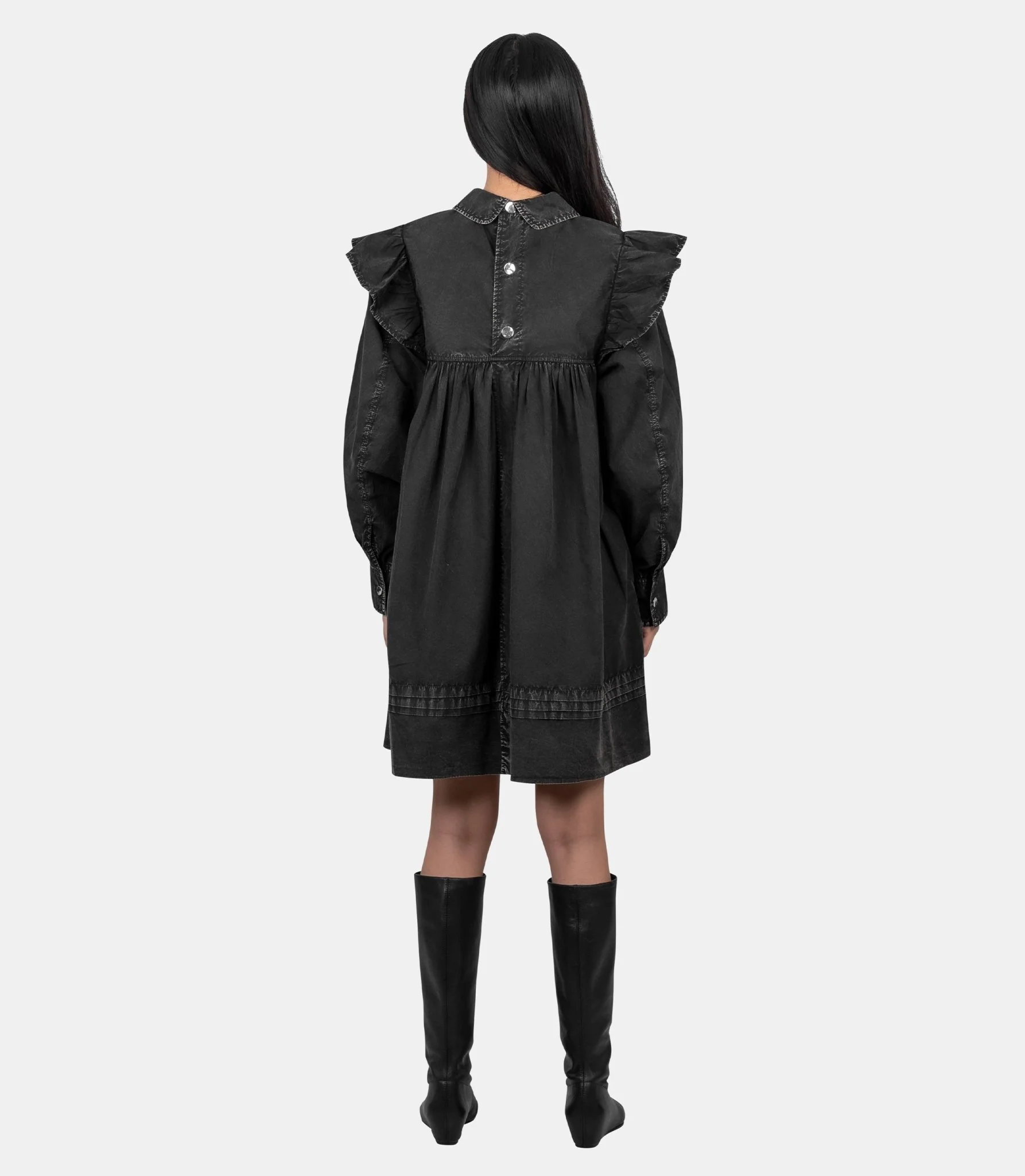 Robe mini chemise noire délavée - Image 3