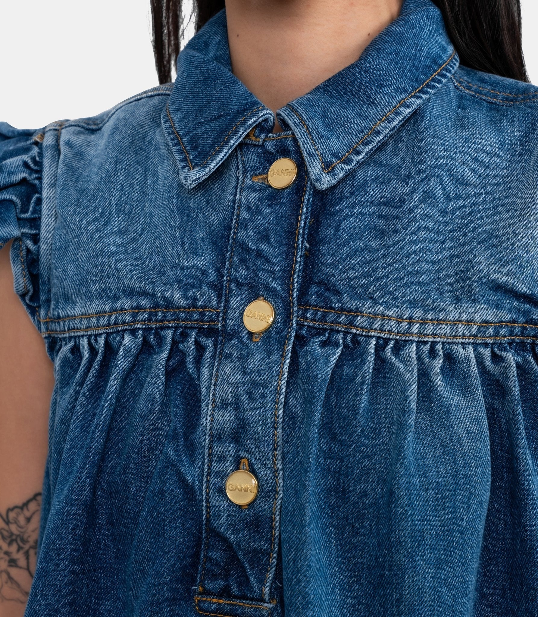 Top à volants en denim - Image 4