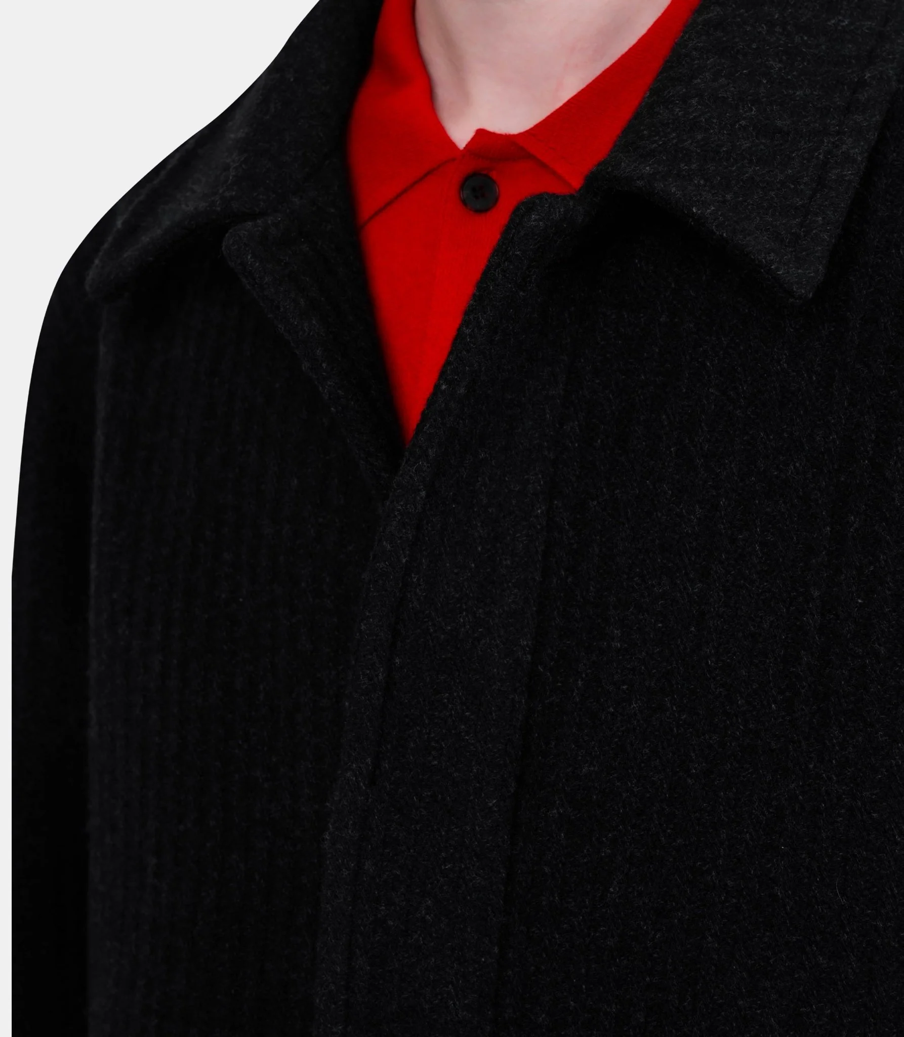 Manteau long en tweed de laine à col chemise - Image 5