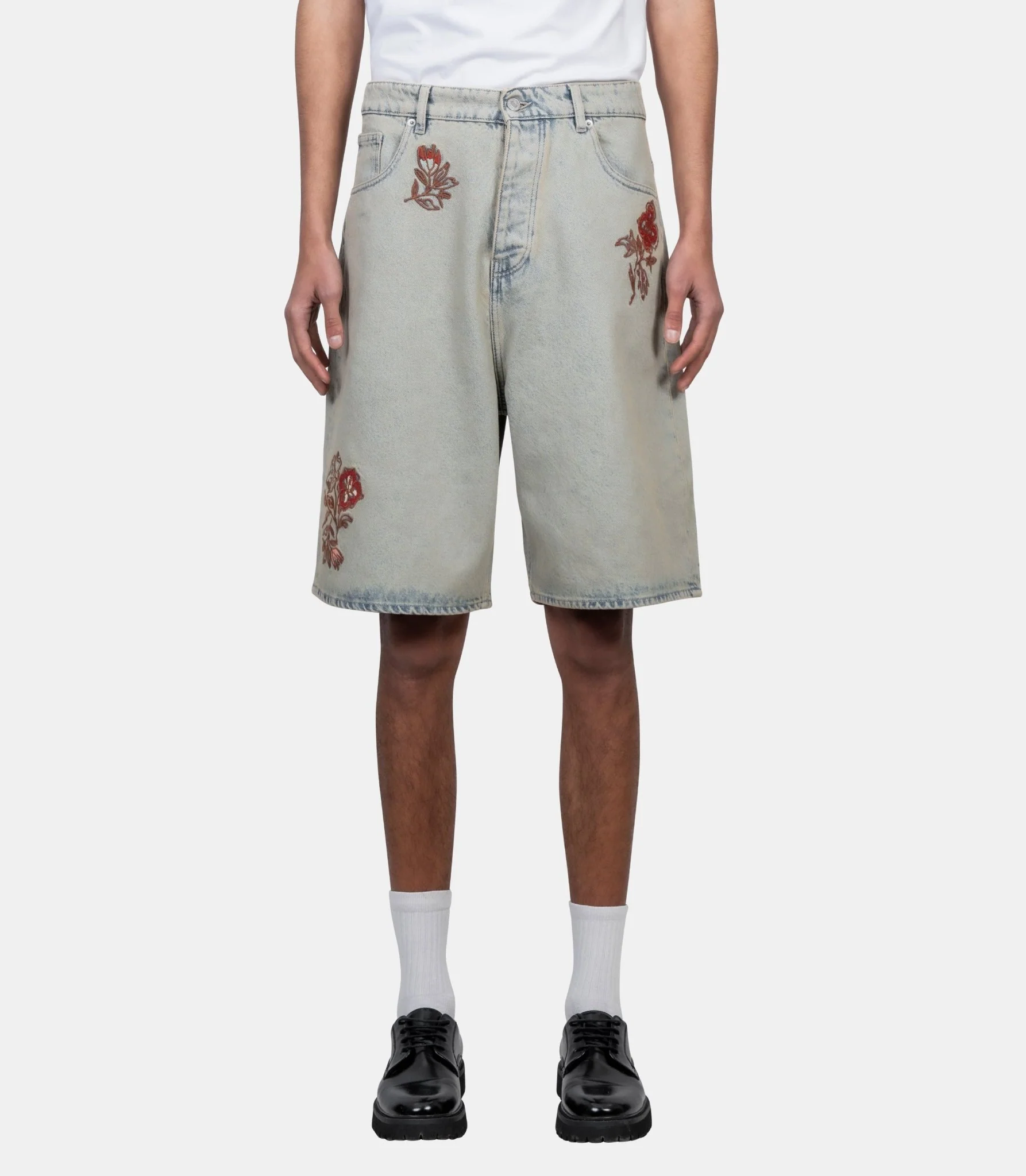 Short jean dusty brodé fleurs