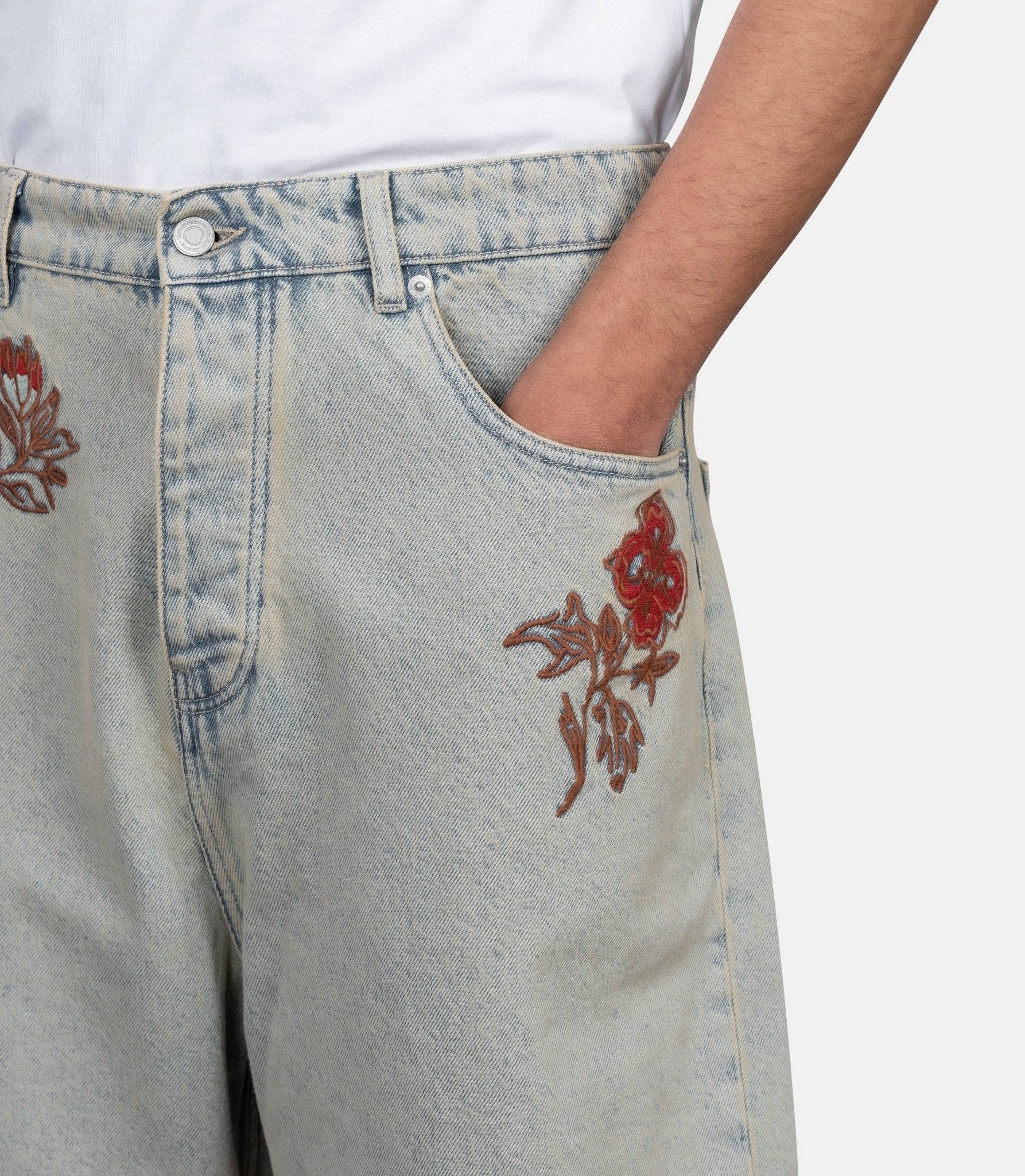 Short jean dusty brodé fleurs - Image 4
