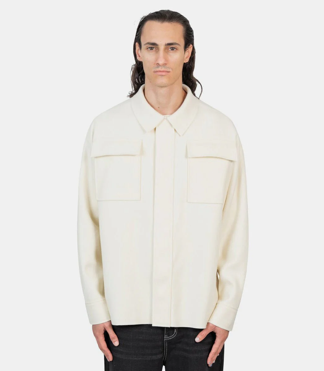 Chemise en laine compacte beige