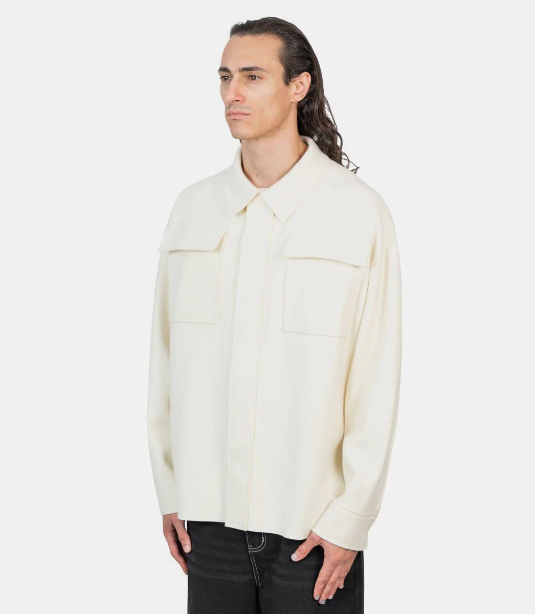 Chemise en laine compacte beige - Image 2