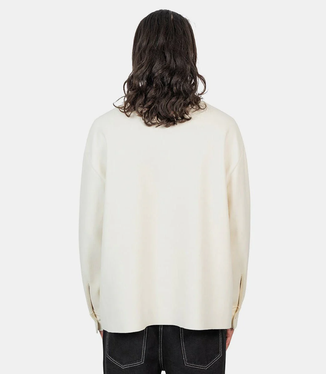 Chemise en laine compacte beige - Image 3