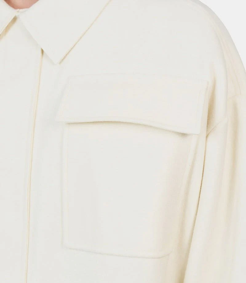Chemise en laine compacte beige - Image 4