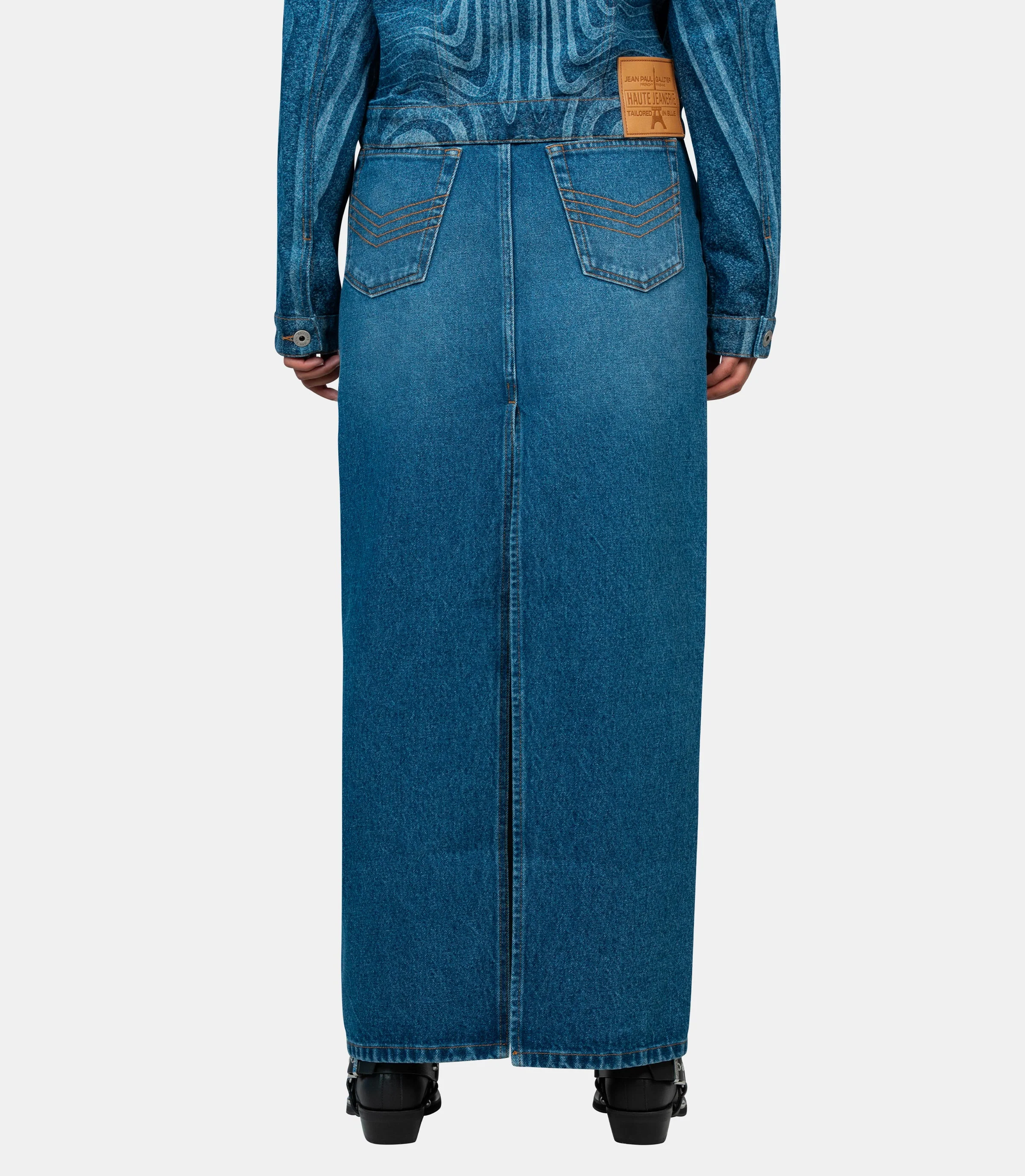 Jupe longue en jean détails boutons - Image 3