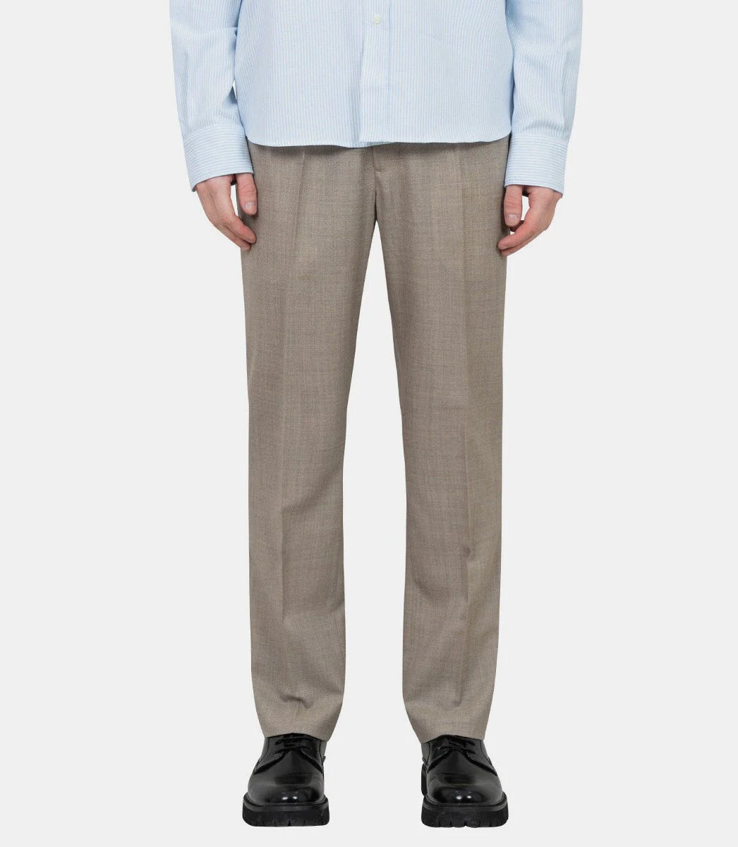 Pantalon taille élastiquée en toile de laine