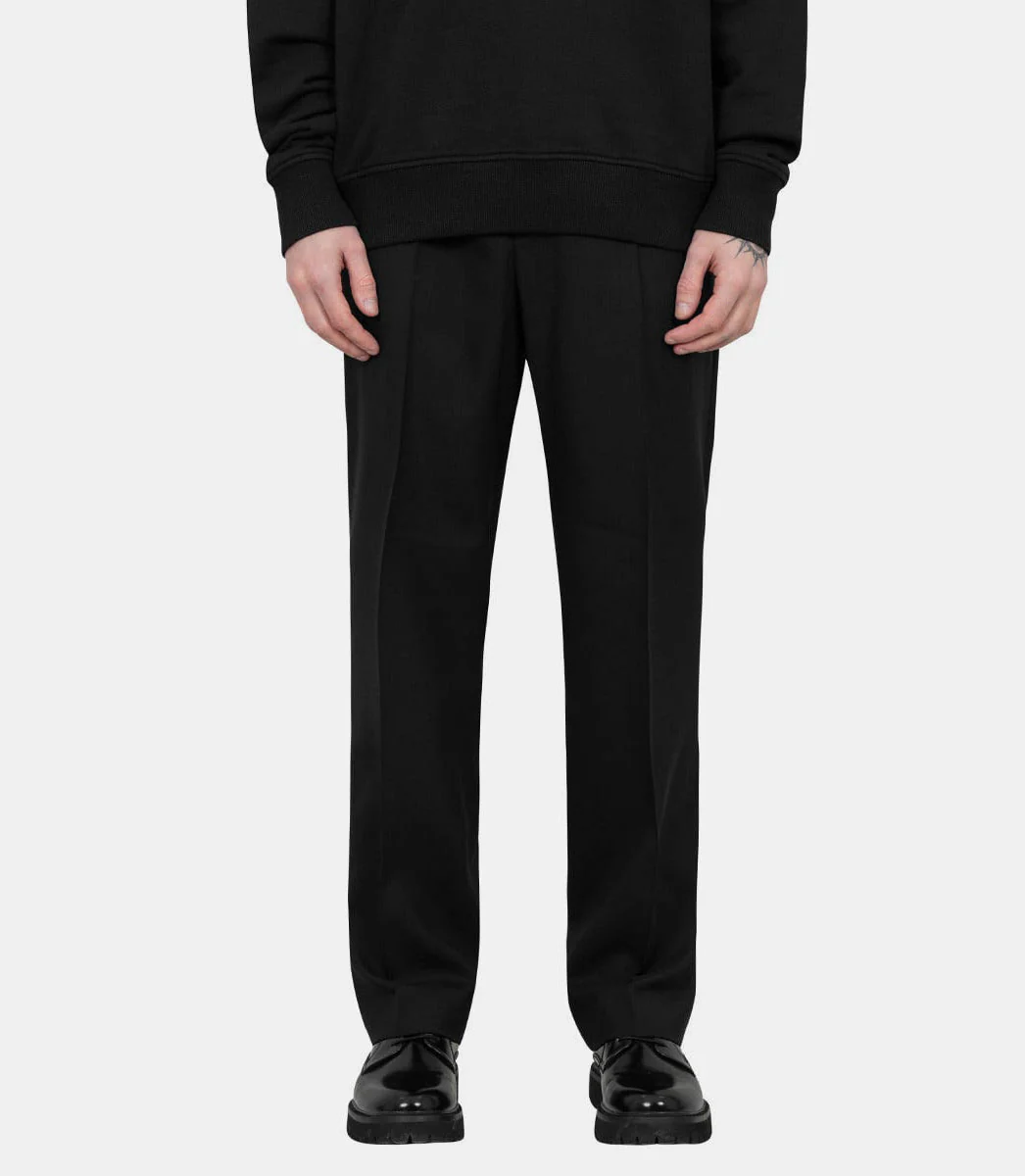 Pantalon taille élastiquée en toile de laine