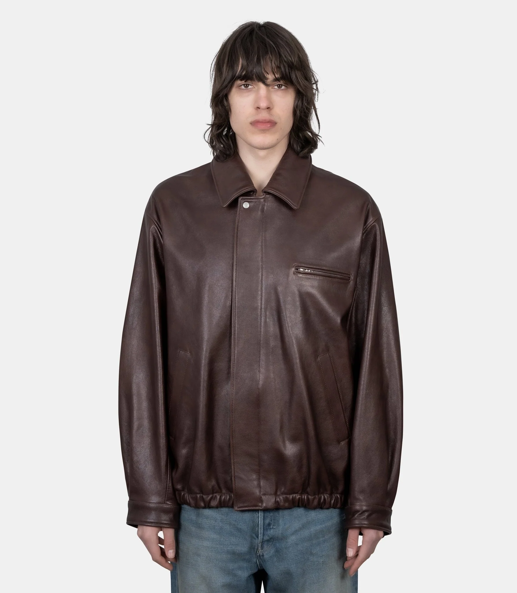 Veste zippée vintage en cuir