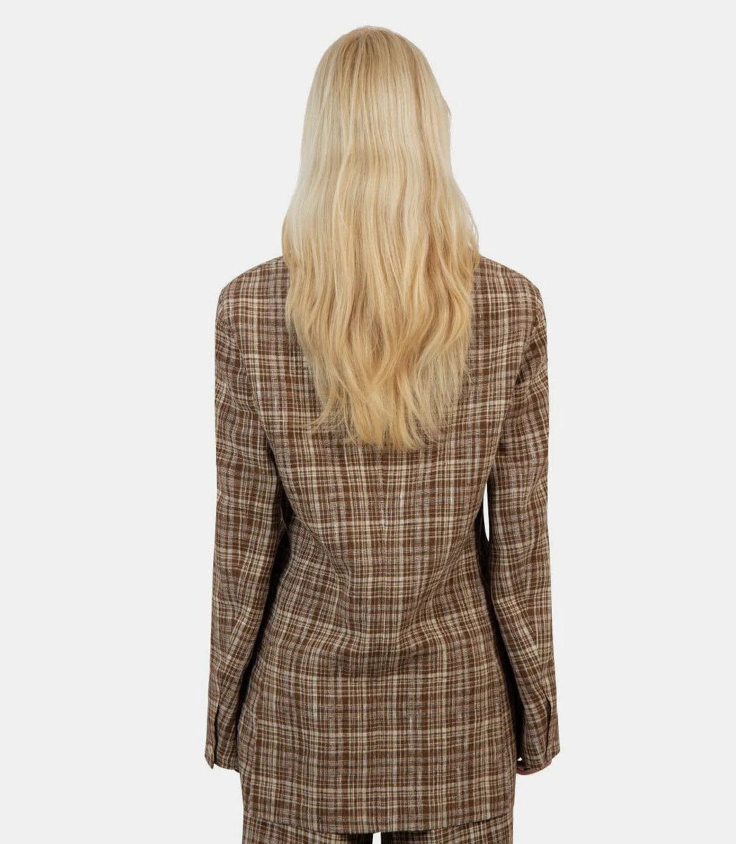 Veste à carreaux sans col - Image 3